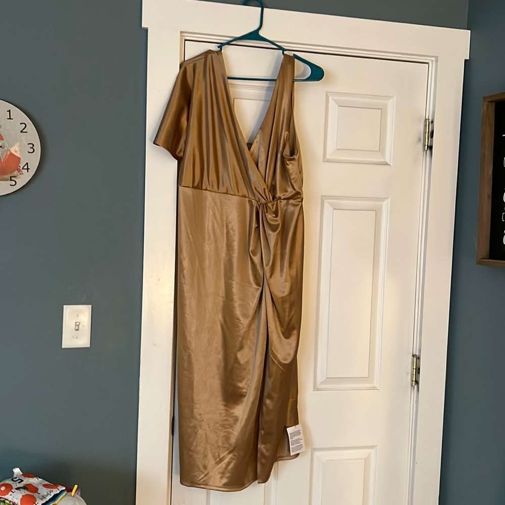 Gold asos maternity formal dress/bridesmaid dress size 16